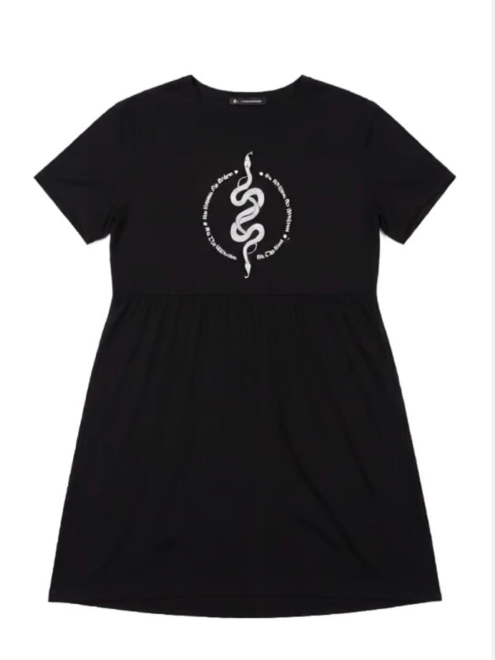 Disturbia Black Mini/Skater Dress with White Snake Graphic